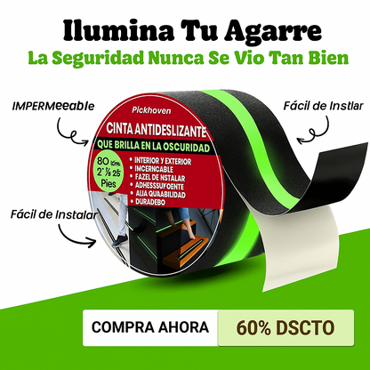 Cinta antideslizante - Agarre fuerte | Impermeable | Brilla en la oscuridad
